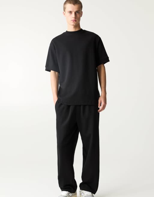Pull&Bear - Joggingbroek met interlock-naden in zwart