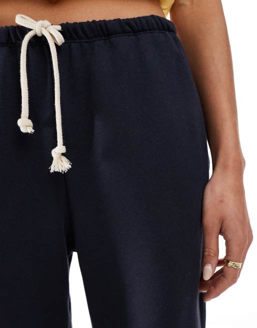 Pull&Bear - Joggingbroek met wijde pijpen in marineblauw, 3 van 5