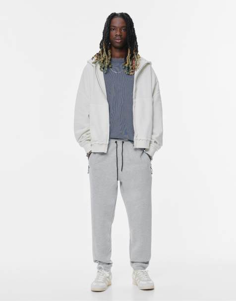 Pull&Bear - Joggingbroek van trainingspakstof in gemêleerd grijs - view 1