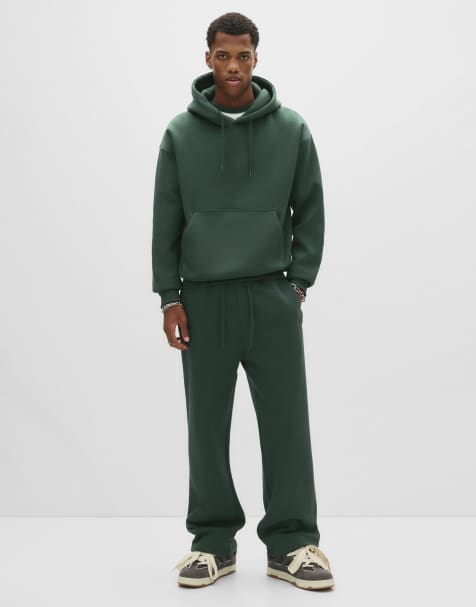 Pull&Bear – Jogginghose aus schwerem Material in Flaschengrün - view 1