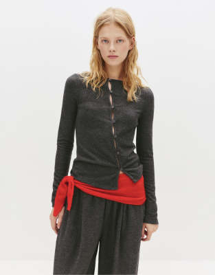 Pull & Bear - Jogginghose in Grau mit weitem Bein