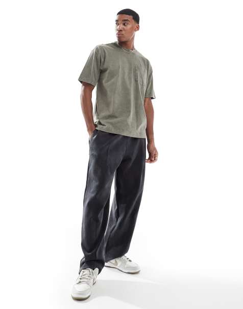 Pull&Bear – Jogginghose in verwaschenem Anthrazit mit weitem Bein - view 1