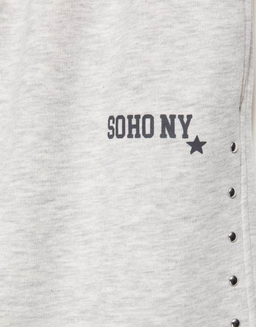 Pull&Bear Jogginghose mit Nieten in Graumeliert, 7 von 7
