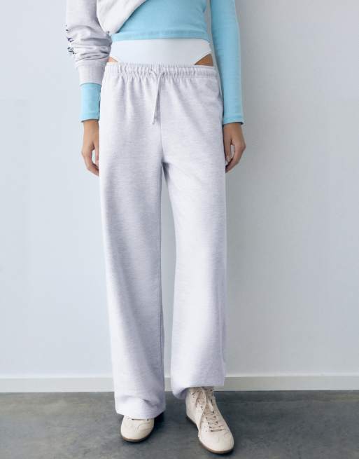 Pull&Bear Jogginghose mit weitem Bein in Graumeliert, 2 von 7