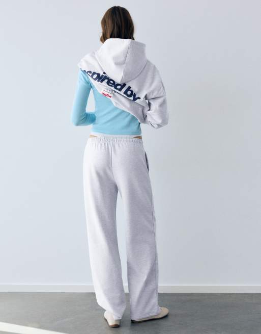 Pull&Bear Jogginghose mit weitem Bein in Graumeliert, 4 von 7