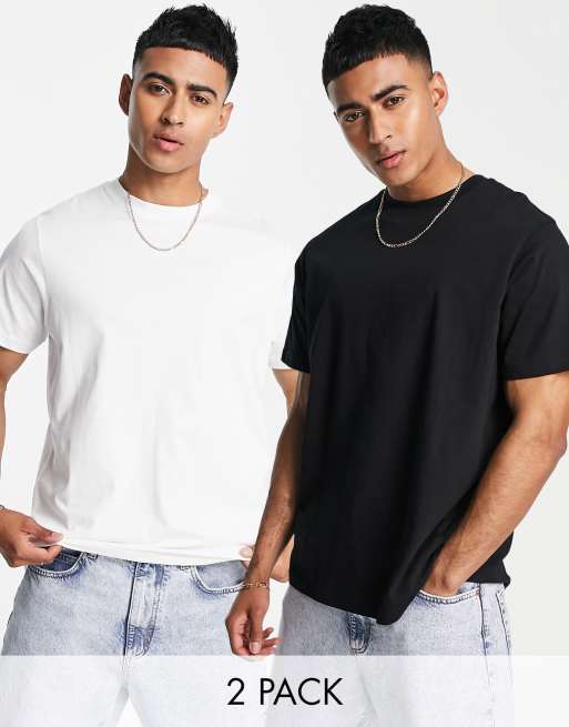 Pull&Bear join life 2-pack t-shirt in black and white