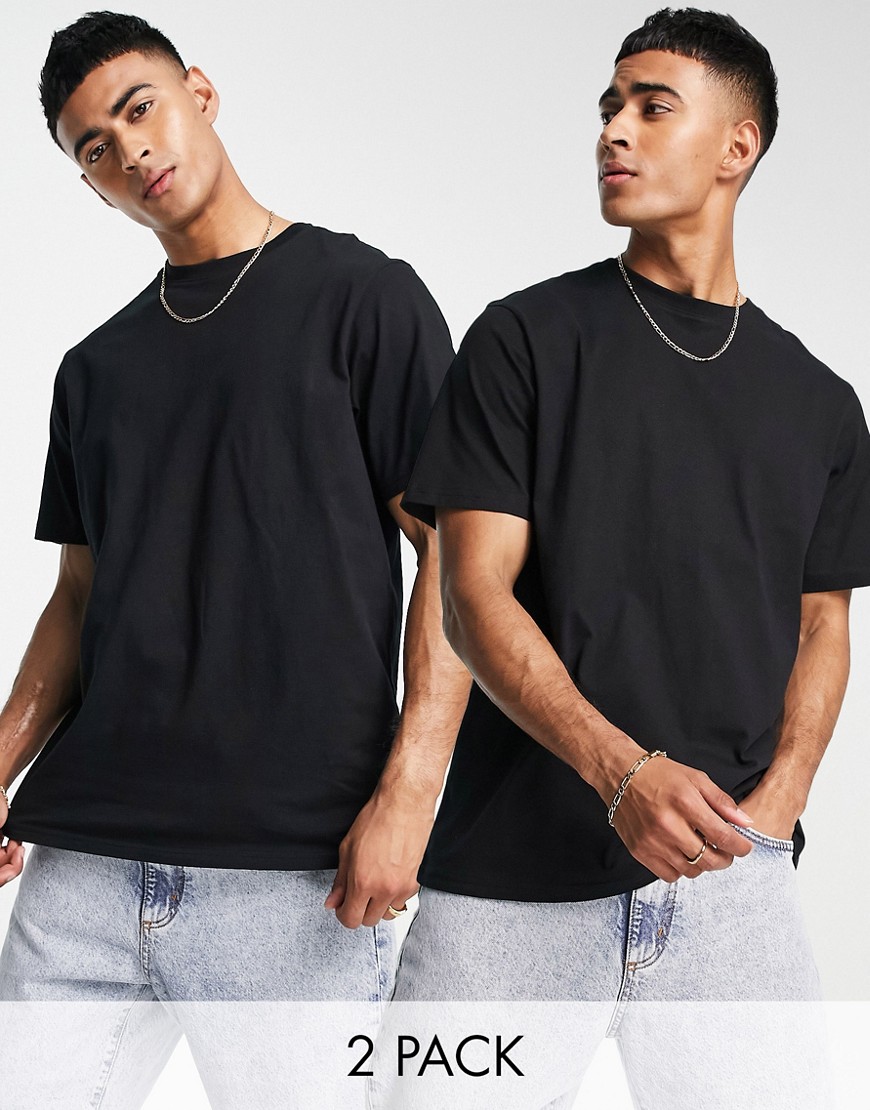 Pull & Bear Join Life 2-pack t-shirt in black