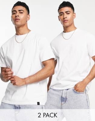 Pull&Bear join life 2-pack t-shirt in white - view 1