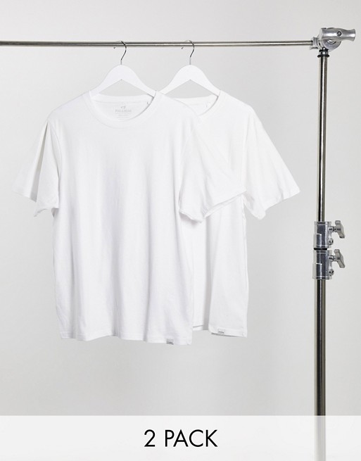 Pull&Bear Join Life 2 pack t-shirt in white