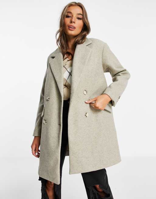 Pull&Bear - Join Life - Cappotto doppiopetto taglio lungo beige