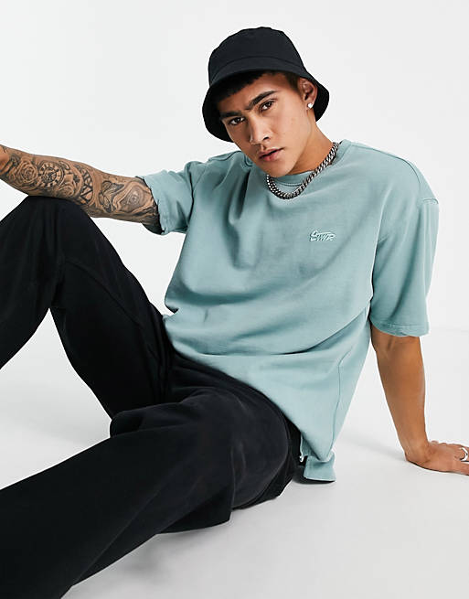 Pull&Bear Join Life co-ord sweat t-shirt in blue