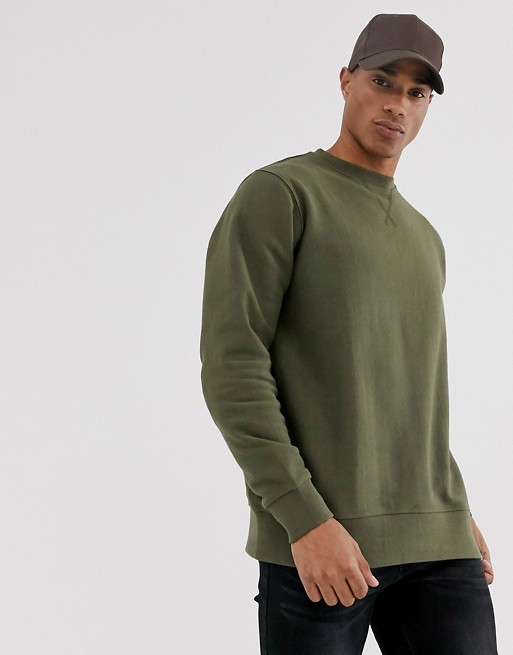 Pull&Bear Join Life crew neck sweatshirt in khaki