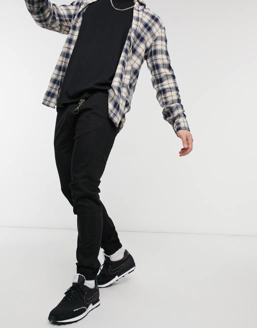 Pull&Bear – Join Life – Czarne spodnie z mankietami