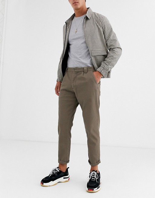 Pull&Bear Join Life darted chino trousers in brown