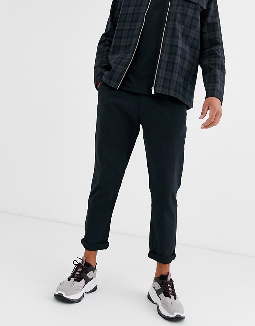 Pull&Bear Join Life darted chino trousers in navy