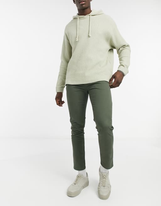 Pull&Bear – Join Life – Eleganckie chinosy o obcisłym kroju w kolorze khaki z paskiem