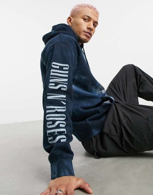 Pull&Bear Join Life Guns'n'Roses hoodie in blue tie dye