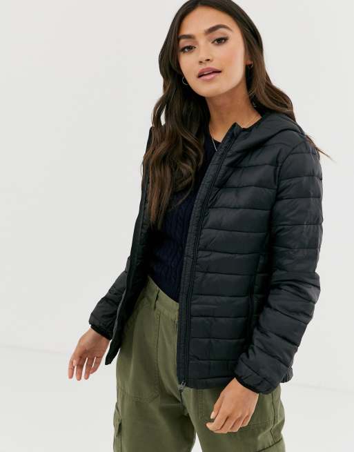 Pull&Bear join life hooded padded jacket in black | ASOS