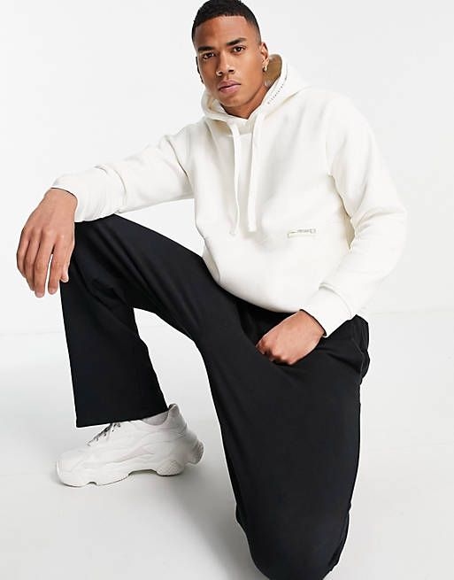 Pull&Bear Join Life hoodie in white with label detail | ASOS