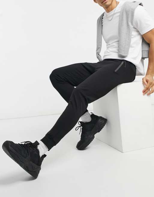 Pull&Bear - Join Life - Joggers neri con tasche con cerniera lampo