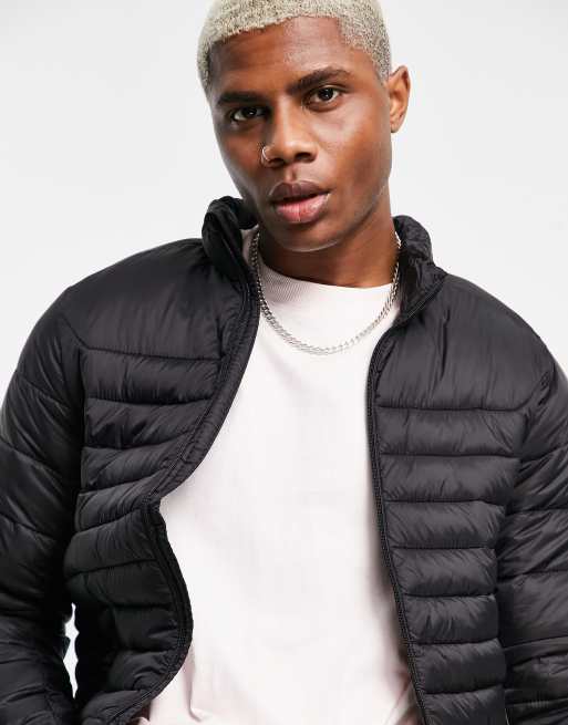 Pull Bear Join Life Light Puffer Jacket In Black Asos