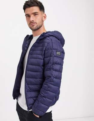 navy padded coat with hood