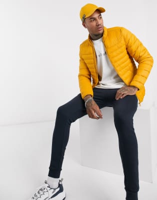 yellow lightweight puffer jacket