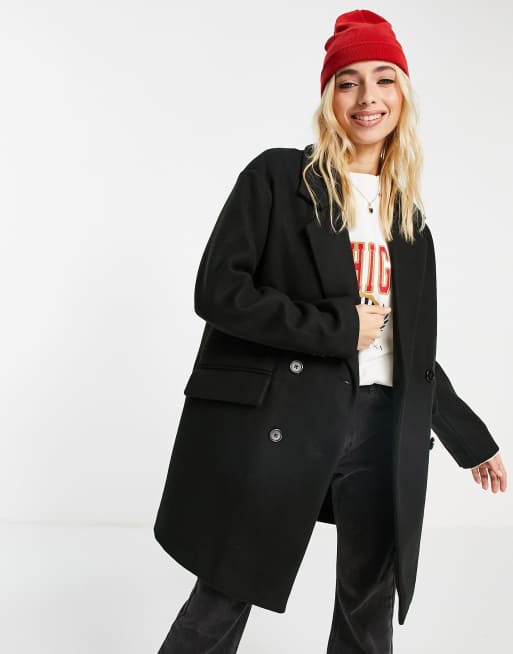 Pull and bear black on sale coat