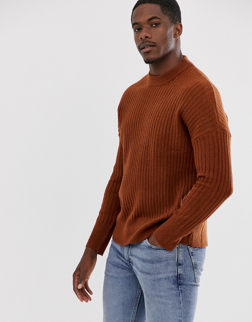 Pull&Bear - Join Life - Maglione a coste marrone