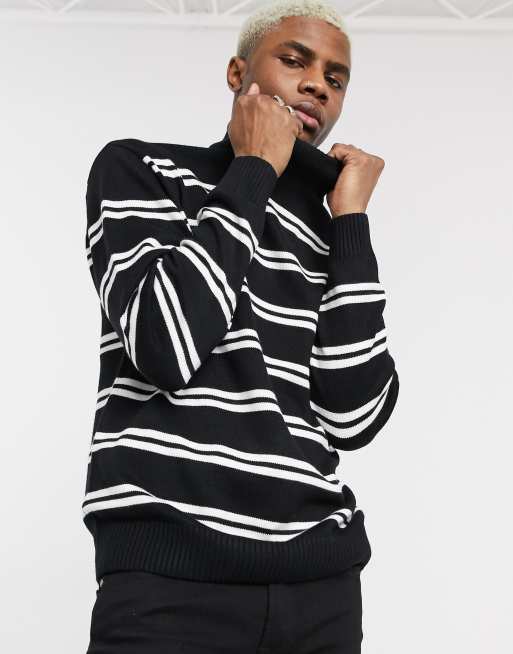 Pull&Bear Join Life - Maglione con righe orizzontali nero