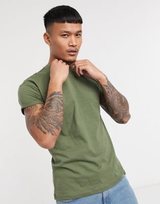 Pull&Bear Join Life muscle fit t-shirt in khaki