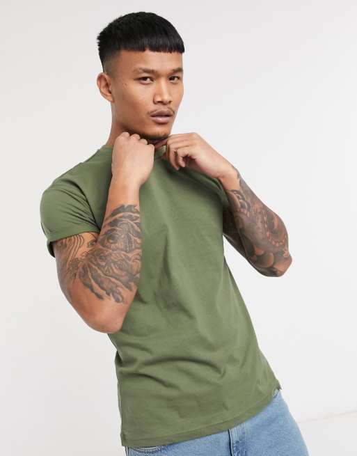 Pull&Bear Join Life muscle fit T-shirt in khaki