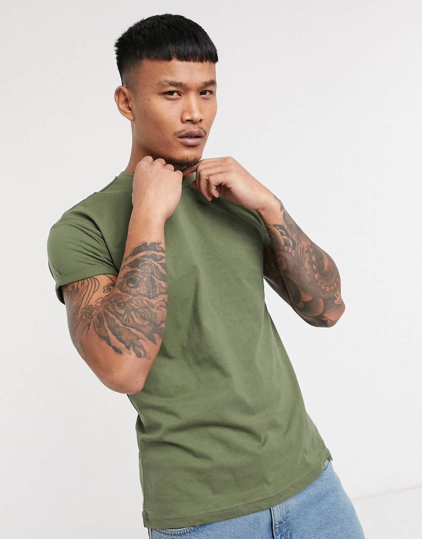 Pull & Bear Join Life muscle fit T-shirt in khaki-Green