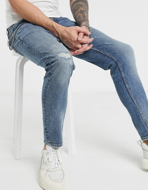 Pull&Bear Join Life Organic Cotton skinny tapered jeans in blue