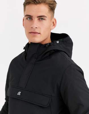 pull&bear overhead padded jacket in black