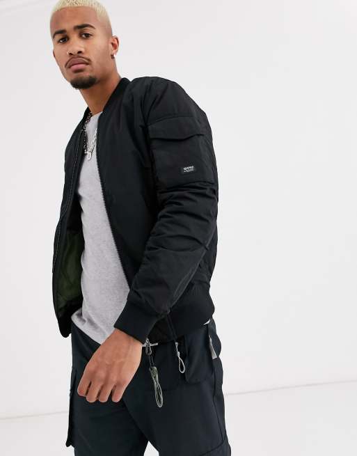 Pull and bear shop black bomber jacket