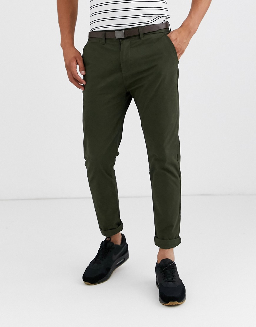 Pull&Bear - Join Life - Pantaloni chino skinny eleganti verdi-Verde
