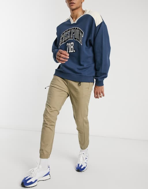 Pull&Bear - Join Life - Pantaloni con fondo elasticizzato beige