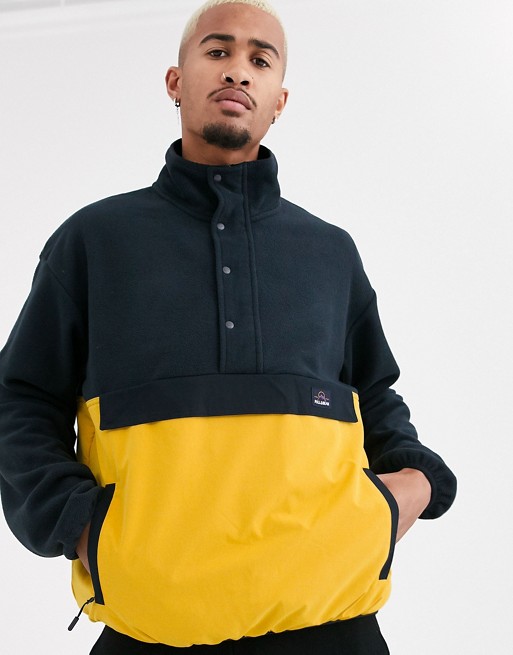 Pull&Bear Join Life polar with poppers in yellow colourblock