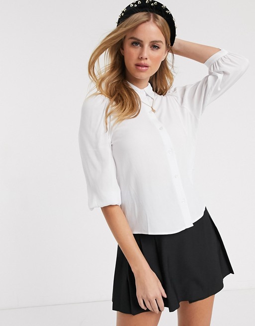 Pull&Bear join life shirt with sleeve detailing in white