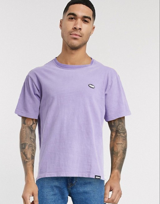 Pull&Bear Join Life t-shirt with small chest logo in purple