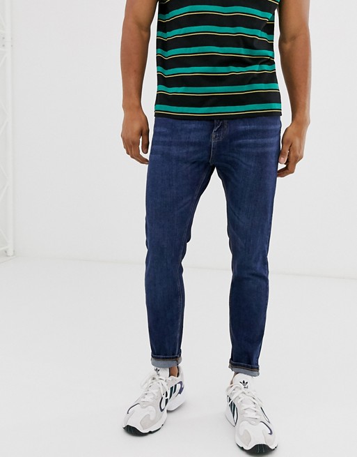 Pull&Bear Join Life tapered carrot fit jeans with in dark blue