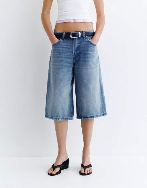Pull&Bear - Jorts a vita bassa blu scuro, 2 di 6