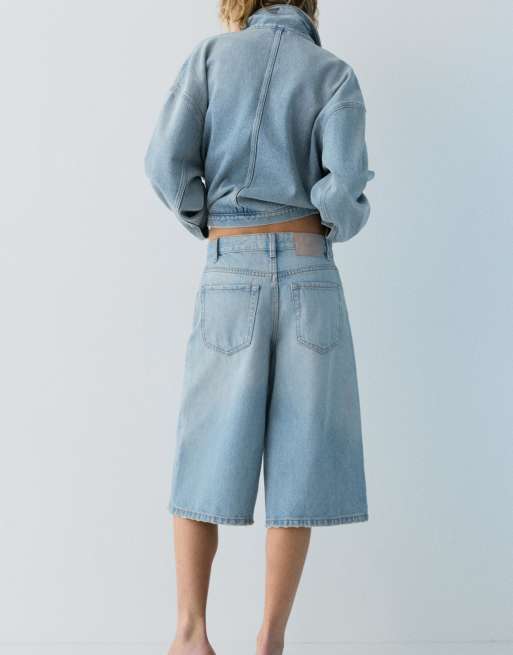 Pull&Bear - Jorts blu pallido a vita bassa, 7 di 7