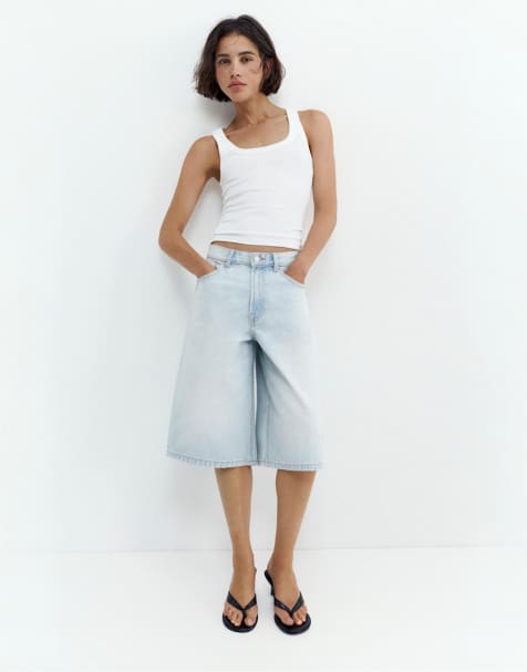 Pull&Bear - Jorts blu pallido a vita bassa - view 1