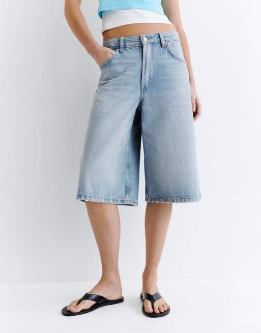 Pull&Bear – Jorts in Blassblau mit niedrigem Bund, 2 von 6