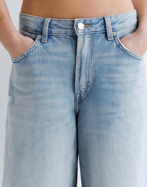 Pull&Bear – Jorts in Blassblau mit niedrigem Bund, 3 von 6
