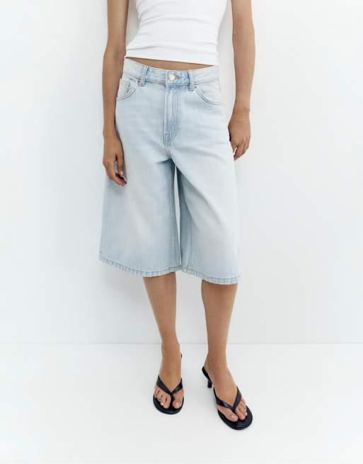 Pull&Bear – Jorts in Blassblau mit niedrigem Bund, 2 von 7