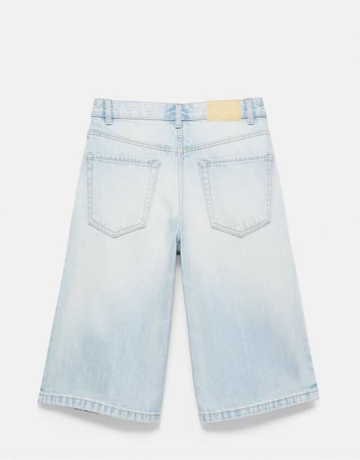Pull&Bear – Jorts in Blassblau mit niedrigem Bund, 7 von 7