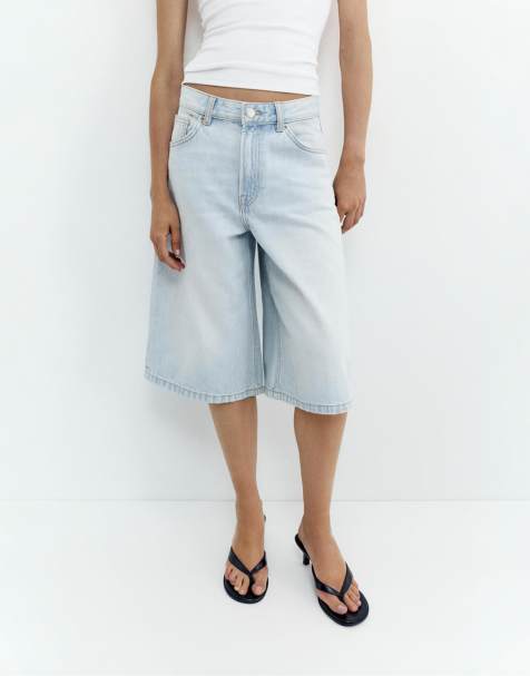 Pull&Bear - Jorts med lav talje i falmet lyseblå - view 1